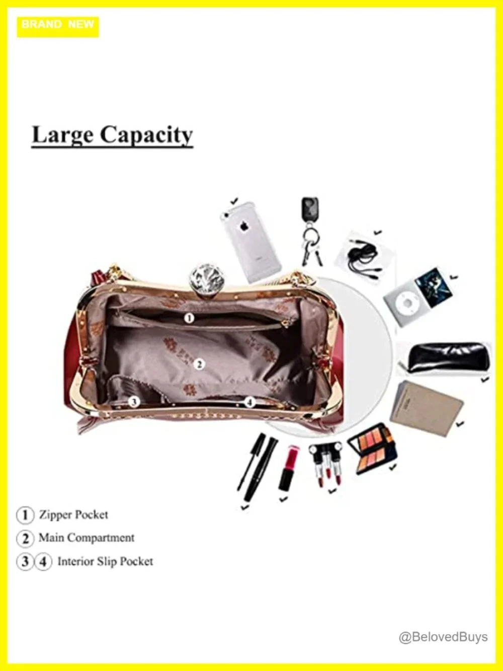 Women's Glossy Faux Patent Leather Top Handle Satchel Handbag with Crystal,